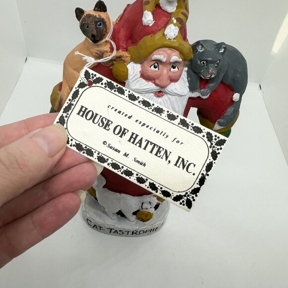 Vtg 98 House Hatten Susan Smith Cat-Tastrophe Santa Cats Crazy Lady Christmas - Picture 10 of 12